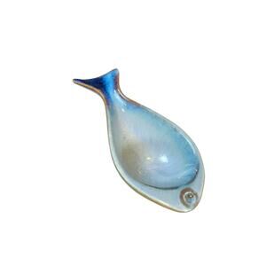 Vintage Peter Pots Pottery Fish Ashtray Blue RARE